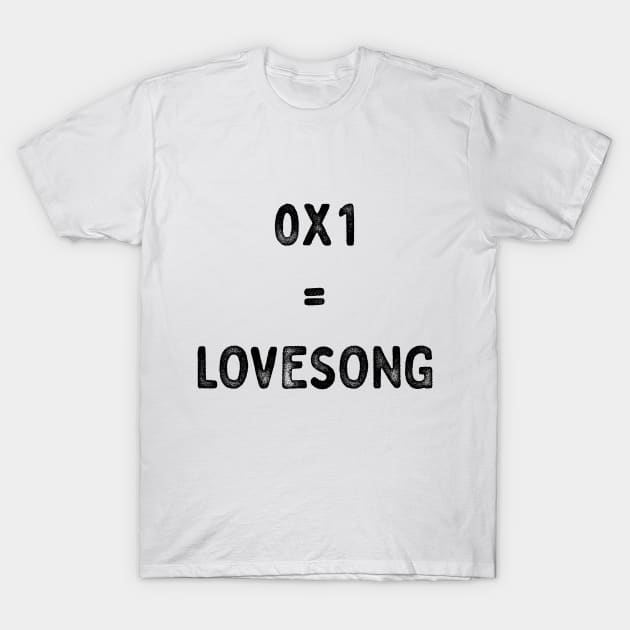 TXT 0X1 lovesong text grunge T-Shirt by Oricca